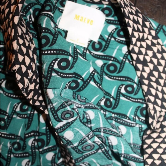 Maeve Green and Black Patterned Button Down Shirt size 2 - Picture 5 of 5